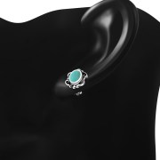 Turquoise Sterling Silver Stud Earrings, e371 